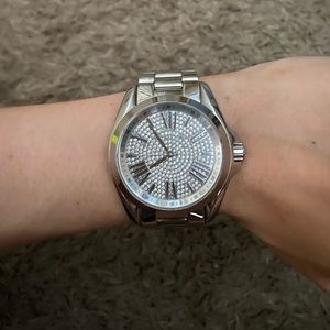 Michael Kors Silver Watch with Crystal Pave Face